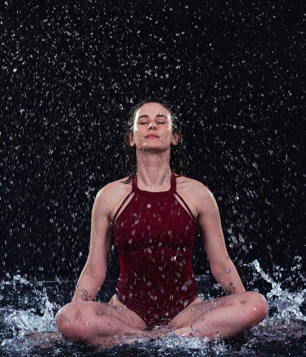 A dynamic yoga pose representing the flow of energy and strength.